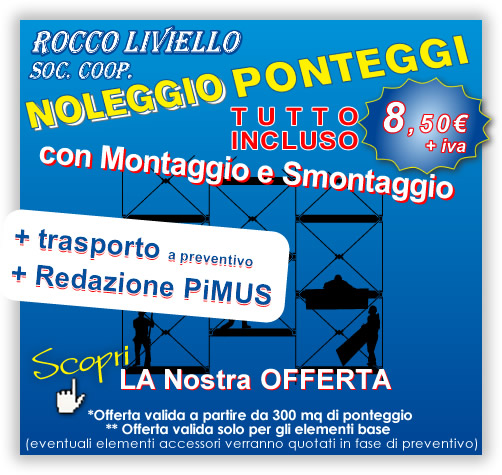 Noleggio Ponteggi in offerta lancio